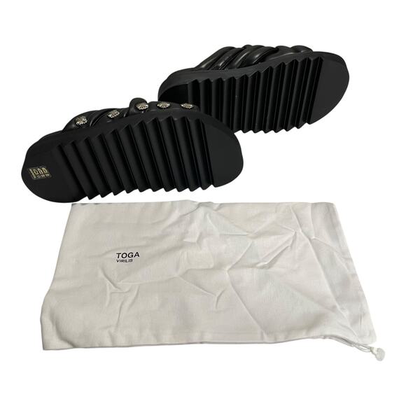 Toga Virilis / Archives AJ1358 Size 41 Black Leather Studded Slides Sandals NIB - Picture 10 of 12